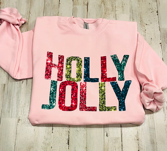 Holly Jolly Glitter Pink pullover